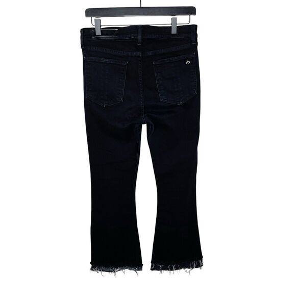 Rag & Bone Jeans Women's 28 Black Crop Flare Frayed Double Hem High Rise Coal - Picture 6 of 8